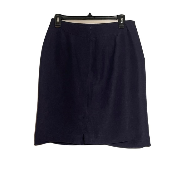 Loft Ann Taylor  Navy Blue Button-Accent Skirt size 4 linen/rayon - Picture 2 of 7